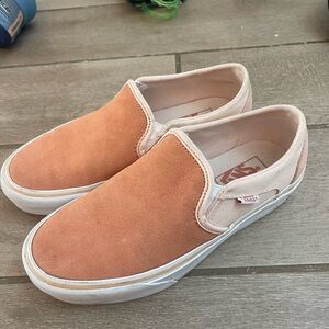 Retro Color block 🍑 Peach Slip-on Vans 6.5
